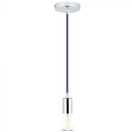 Kabel za napajanje 1xE27/60W/230V ljubičasta/sjajni krom