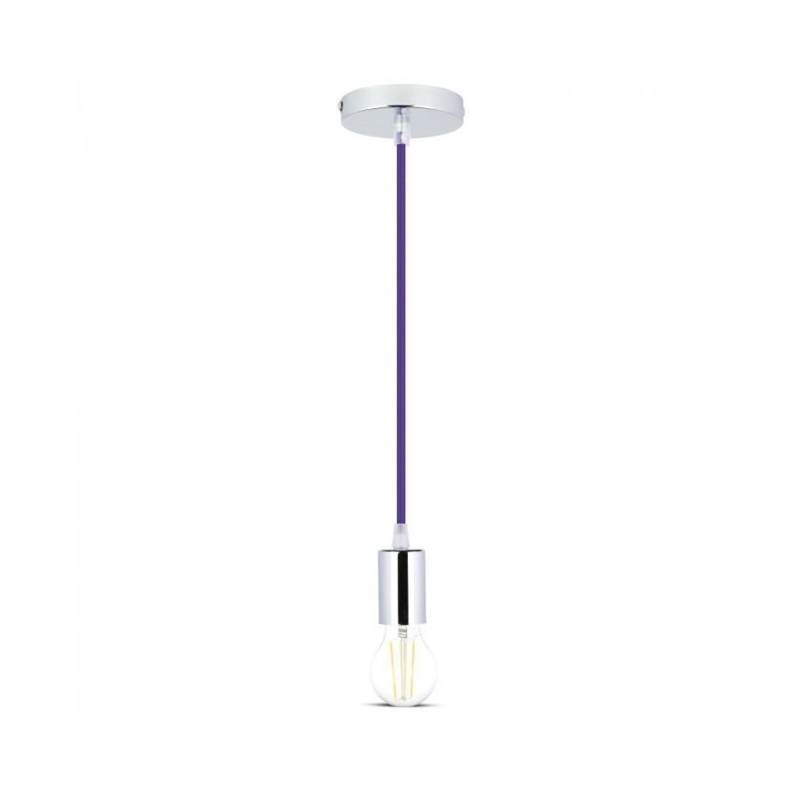 Kabel za napajanje 1xE27/60W/230V ljubičasta/sjajni krom