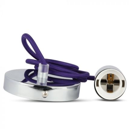 Kabel za napajanje 1xE27/60W/230V ljubičasta/sjajni krom