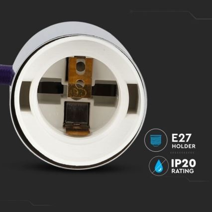 Kabel za napajanje 1xE27/60W/230V ljubičasta/sjajni krom