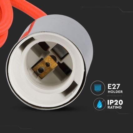 Kabel za napajanje 1xE27/60W/230V narančasta/sjajni krom