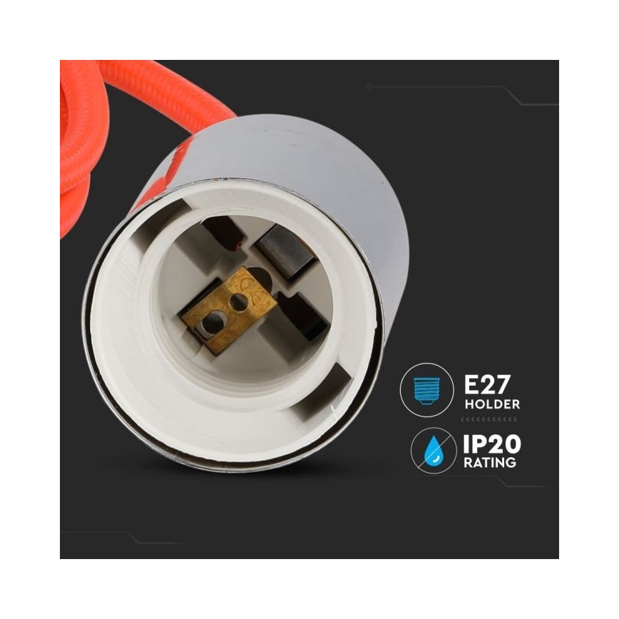 Kabel za napajanje 1xE27/60W/230V narančasta/sjajni krom