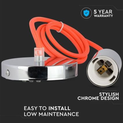 Kabel za napajanje 1xE27/60W/230V narančasta/sjajni krom