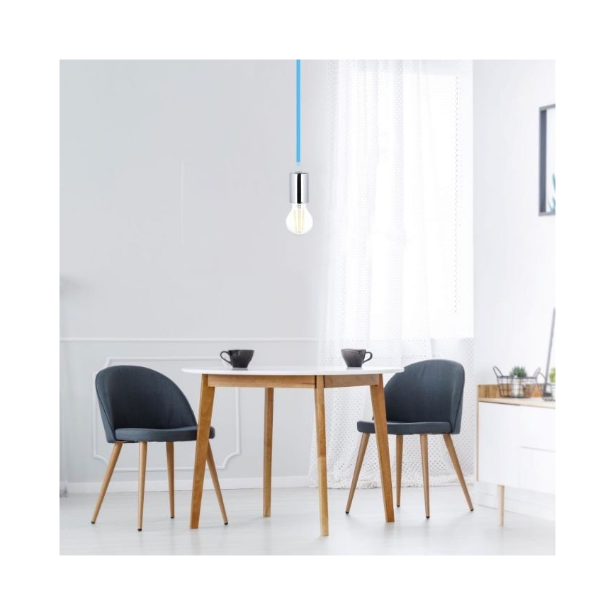 Kabel za napajanje 1xE27/60W/230V plava/sjajni krom