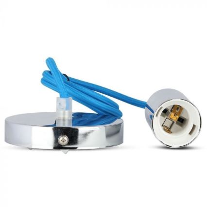 Kabel za napajanje 1xE27/60W/230V plava/sjajni krom