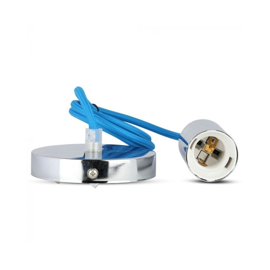 Kabel za napajanje 1xE27/60W/230V plava/sjajni krom