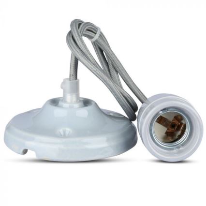 Kabel za napajanje 1xE27/60W/230V siva/porculan