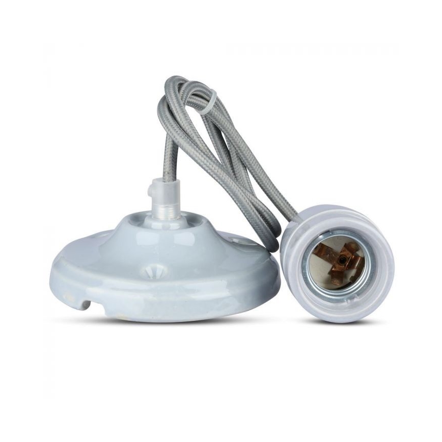 Kabel za napajanje 1xE27/60W/230V siva/porculan