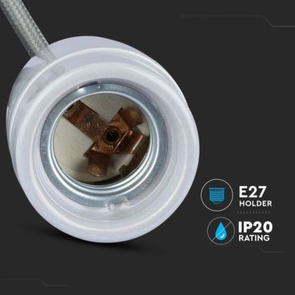 Kabel za napajanje 1xE27/60W/230V siva/porculan