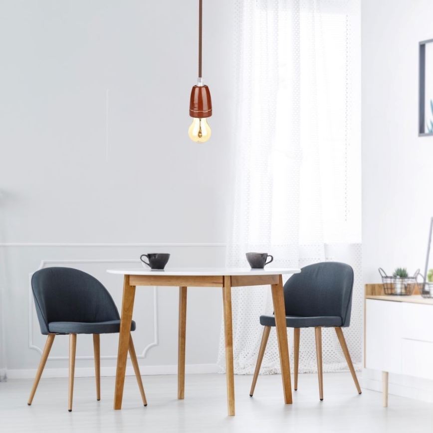 Kabel za napajanje 1xE27/60W/230V smeđa/porculan