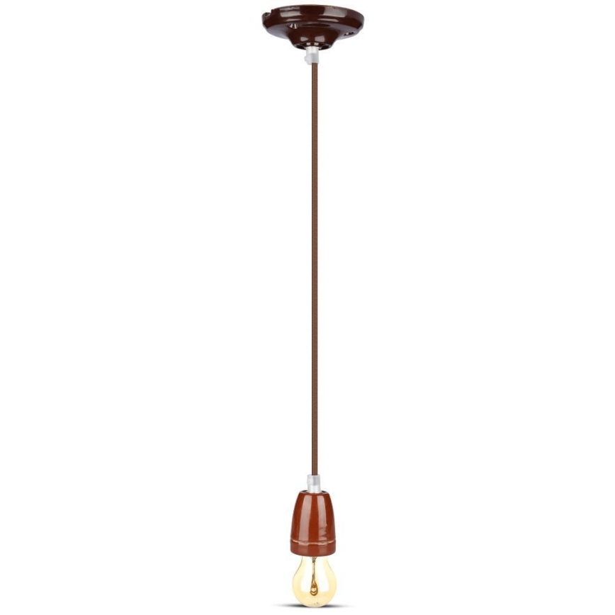 Kabel za napajanje 1xE27/60W/230V smeđa/porculan