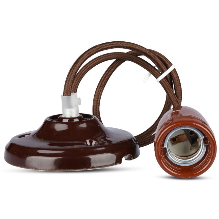 Kabel za napajanje 1xE27/60W/230V smeđa/porculan
