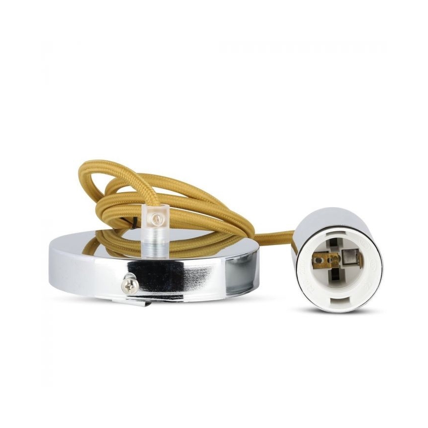 Kabel za napajanje 1xE27/60W/230V smeđa/sjajni krom