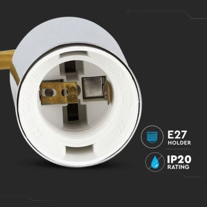 Kabel za napajanje 1xE27/60W/230V smeđa/sjajni krom