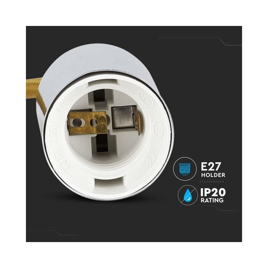 Kabel za napajanje 1xE27/60W/230V smeđa/sjajni krom