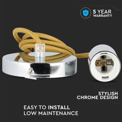 Kabel za napajanje 1xE27/60W/230V smeđa/sjajni krom