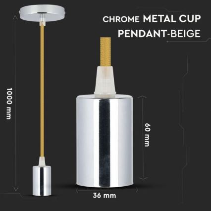 Kabel za napajanje 1xE27/60W/230V smeđa/sjajni krom