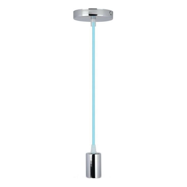 Kabel za napajanje 1xE27/60W/230V svijetloplava/sjajni krom