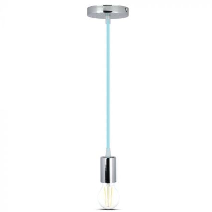 Kabel za napajanje 1xE27/60W/230V svijetloplava/sjajni krom