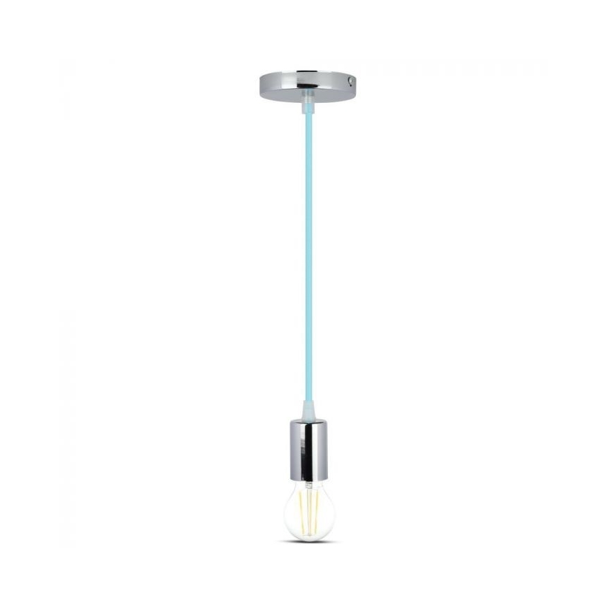 Kabel za napajanje 1xE27/60W/230V svijetloplava/sjajni krom