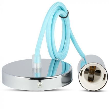 Kabel za napajanje 1xE27/60W/230V svijetloplava/sjajni krom