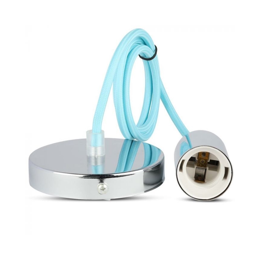 Kabel za napajanje 1xE27/60W/230V svijetloplava/sjajni krom