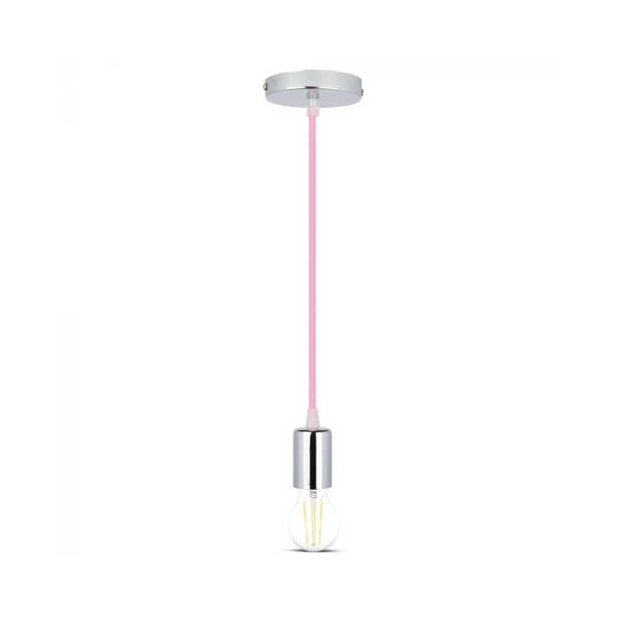 Kabel za napajanje 1xE27/60W/230V svijetloružičasta/sjajni krom