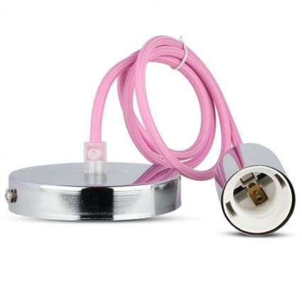 Kabel za napajanje 1xE27/60W/230V svijetloružičasta/sjajni krom