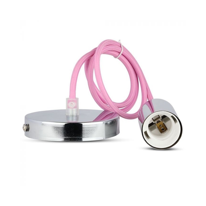 Kabel za napajanje 1xE27/60W/230V svijetloružičasta/sjajni krom