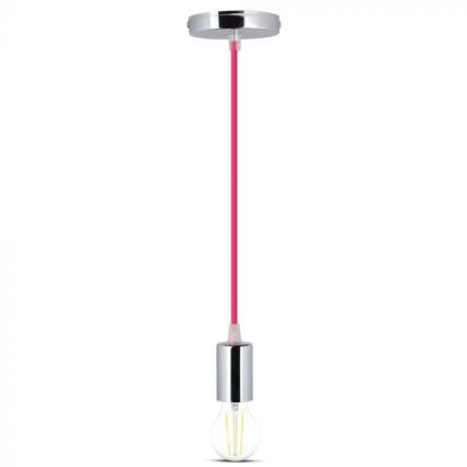 Kabel za napajanje 1xE27/60W/230V tamno ružičasta/sjajni krom