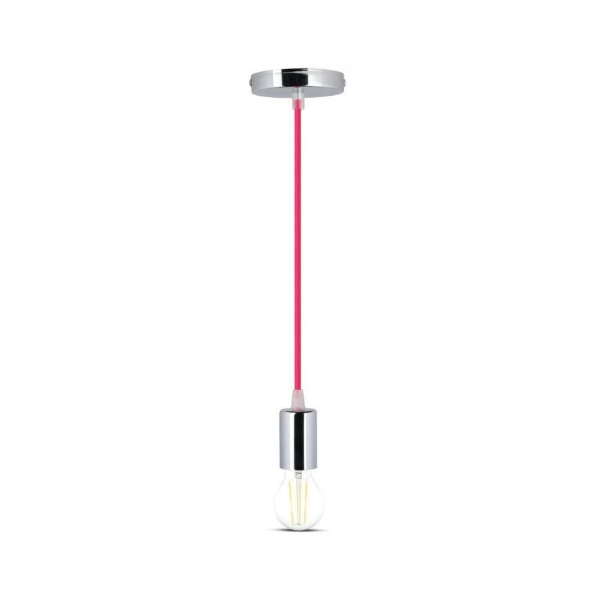 Kabel za napajanje 1xE27/60W/230V tamno ružičasta/sjajni krom