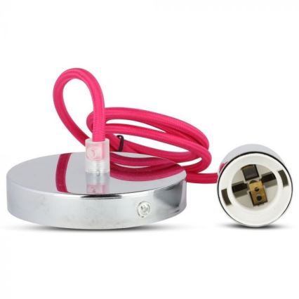 Kabel za napajanje 1xE27/60W/230V tamno ružičasta/sjajni krom