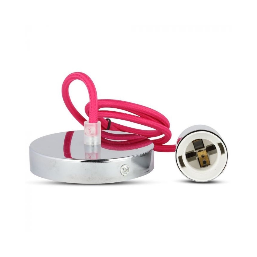 Kabel za napajanje 1xE27/60W/230V tamno ružičasta/sjajni krom