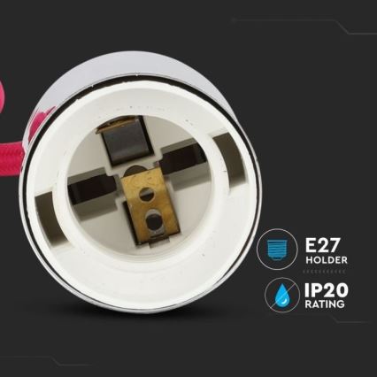 Kabel za napajanje 1xE27/60W/230V tamno ružičasta/sjajni krom
