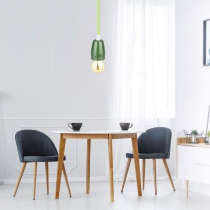 Kabel za napajanje 1xE27/60W/230V zelena/porculan