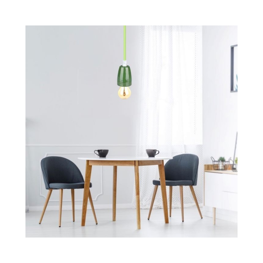 Kabel za napajanje 1xE27/60W/230V zelena/porculan