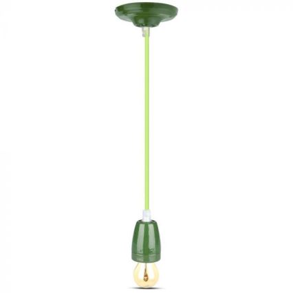 Kabel za napajanje 1xE27/60W/230V zelena/porculan