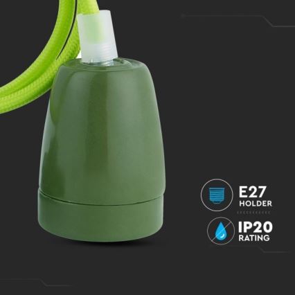 Kabel za napajanje 1xE27/60W/230V zelena/porculan