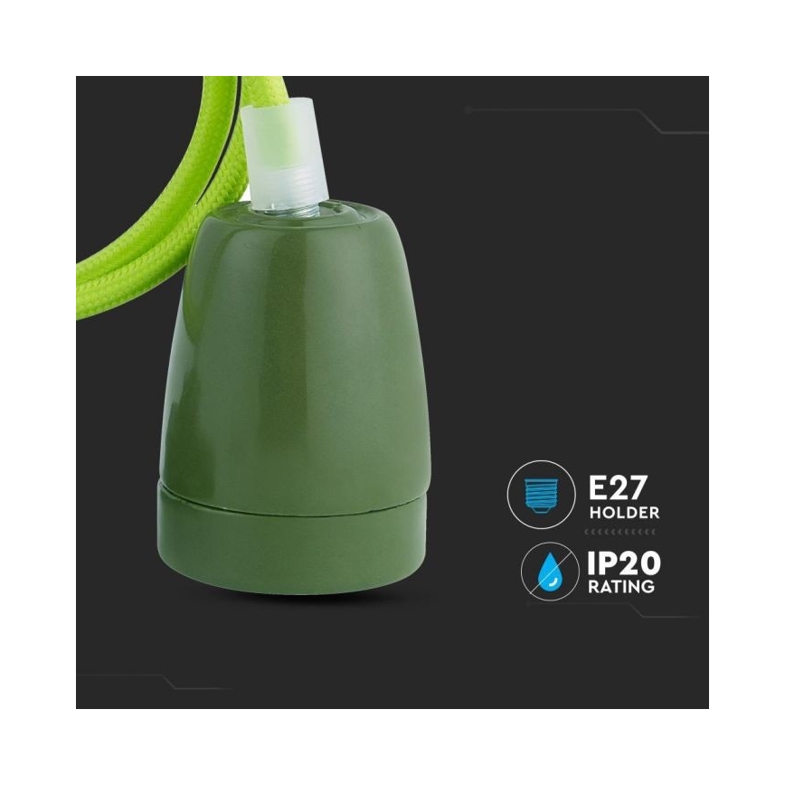 Kabel za napajanje 1xE27/60W/230V zelena/porculan