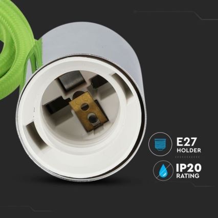 Kabel za napajanje 1xE27/60W/230V zelena/sjajni krom