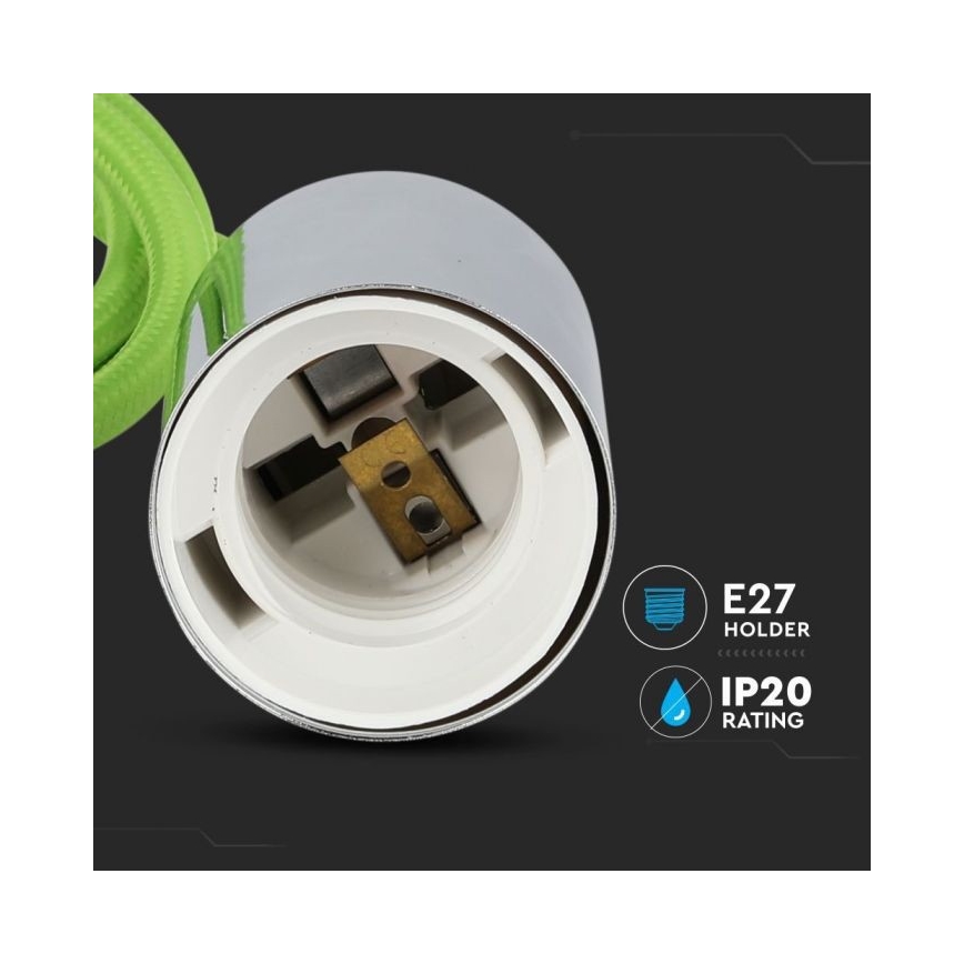 Kabel za napajanje 1xE27/60W/230V zelena/sjajni krom