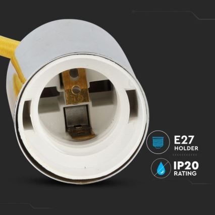 Kabel za napajanje 1xE27/60W/230V žuta/sjajni krom