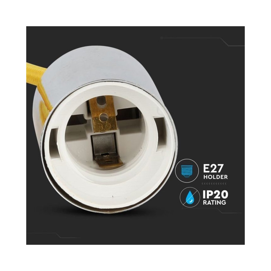 Kabel za napajanje 1xE27/60W/230V žuta/sjajni krom