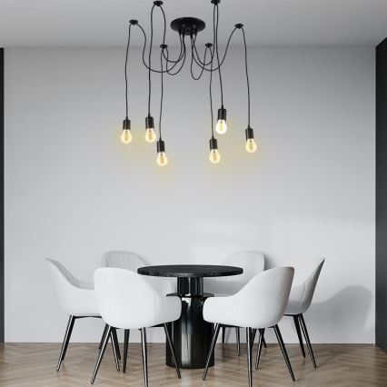 Kabel za napajanje 6xE27/60W/230V pauk crna