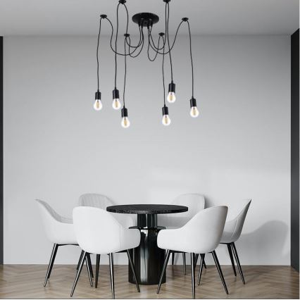 Kabel za napajanje 6xE27/60W/230V pauk crna