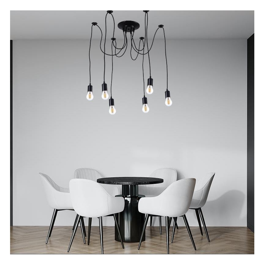 Kabel za napajanje 6xE27/60W/230V pauk crna