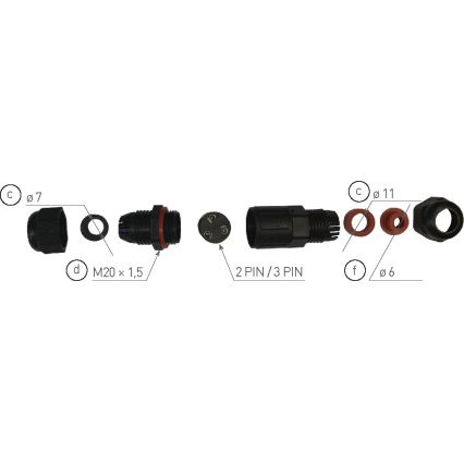 Kabelska spojka CSJ 250V/16A IP68 3x1,5 mm²