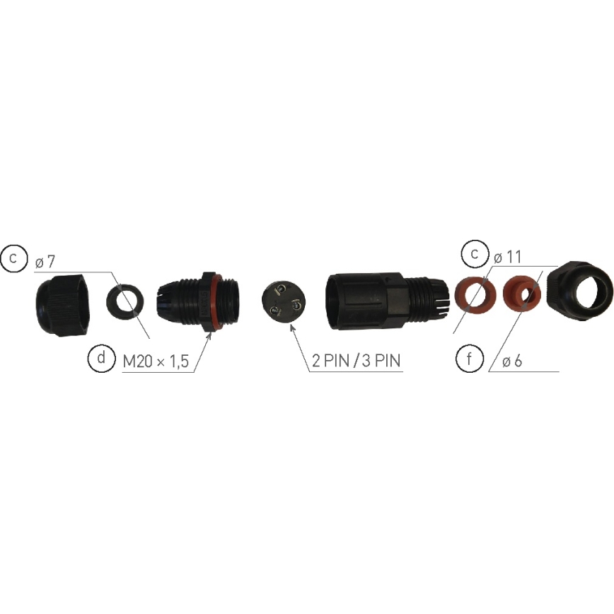 Kabelska spojka CSJ 250V/16A IP68 3x1,5 mm²