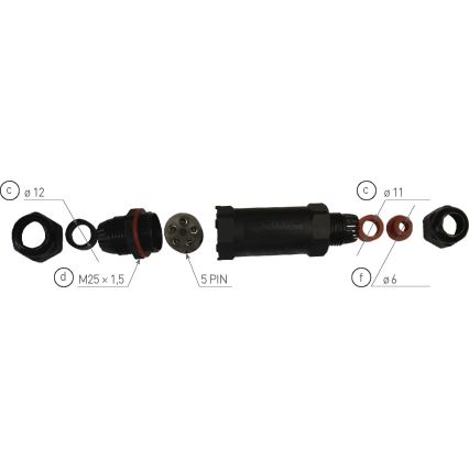 Kabelska spojka CSJ 250V/16A IP68 5x1,5 mm²