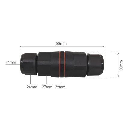Kabelska spojka CWF 250V/16A IP68 3x2,5 mm²